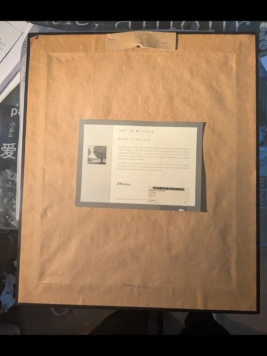 Framed Autumn Tree Wall Art in Warm Red and Cream 14 X 16 Inches - Picture 2 of 3